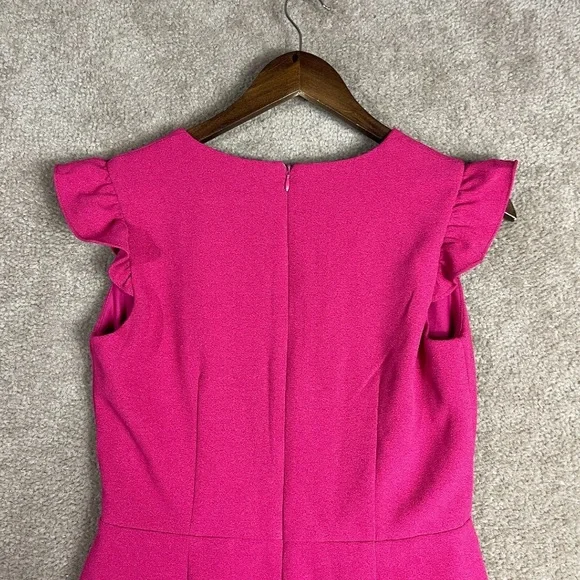 Nicole Miller Sheath Dress NWTSize 4 Pink Ruffle Sleeve V-Neck Stretch Crepe - Picture 11 of 12